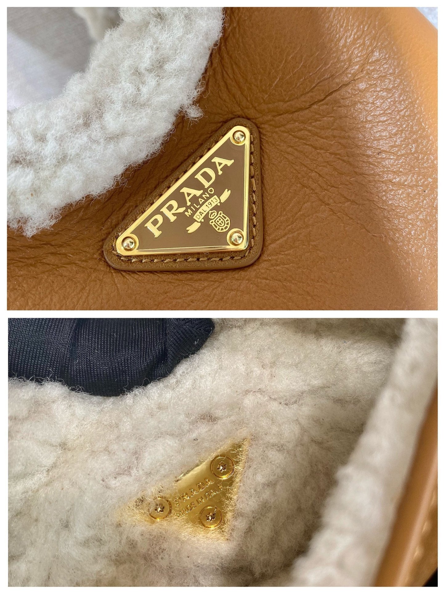 Prada mini shearling handbag