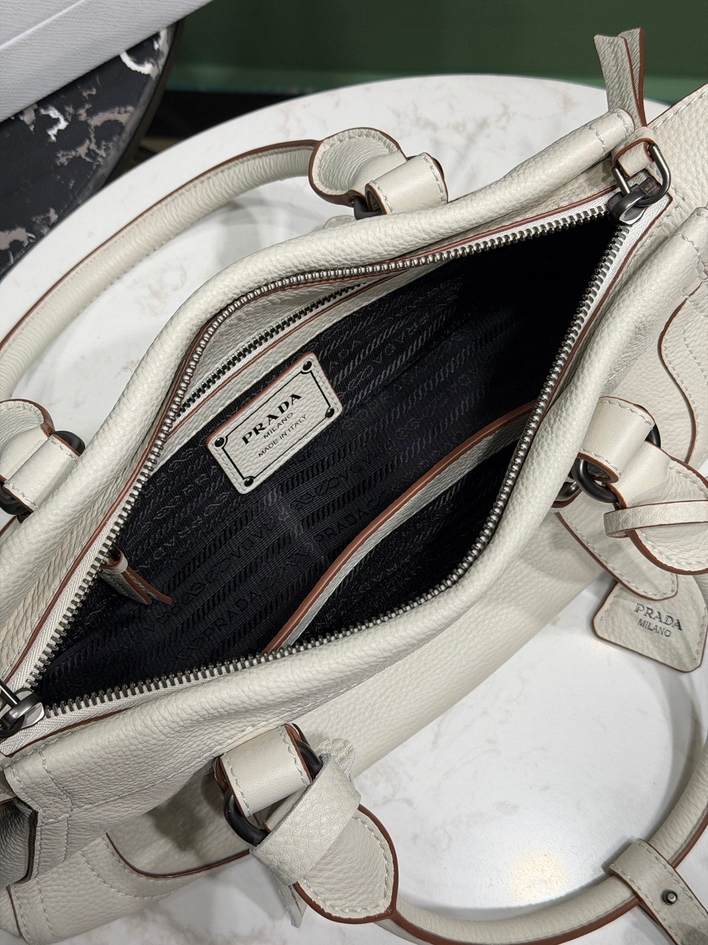 Prada large leather tote bag