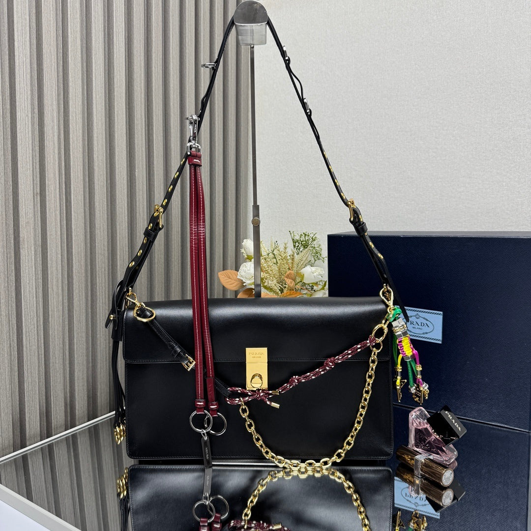 Prada Soft Sound large leather shoulder bag with charms