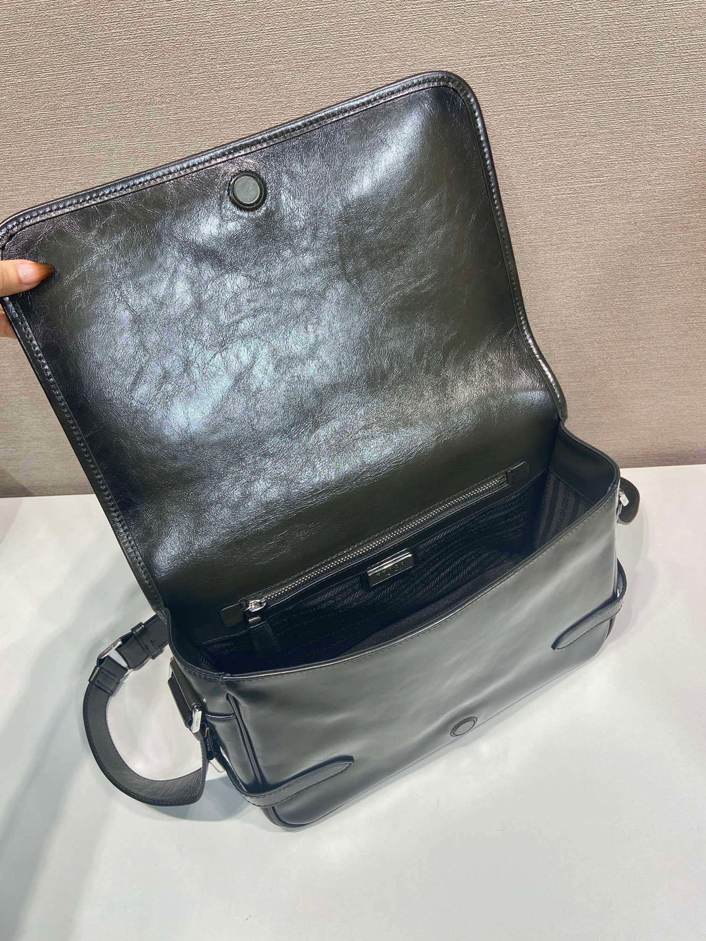 Prada Antiqued leather shoulder bag