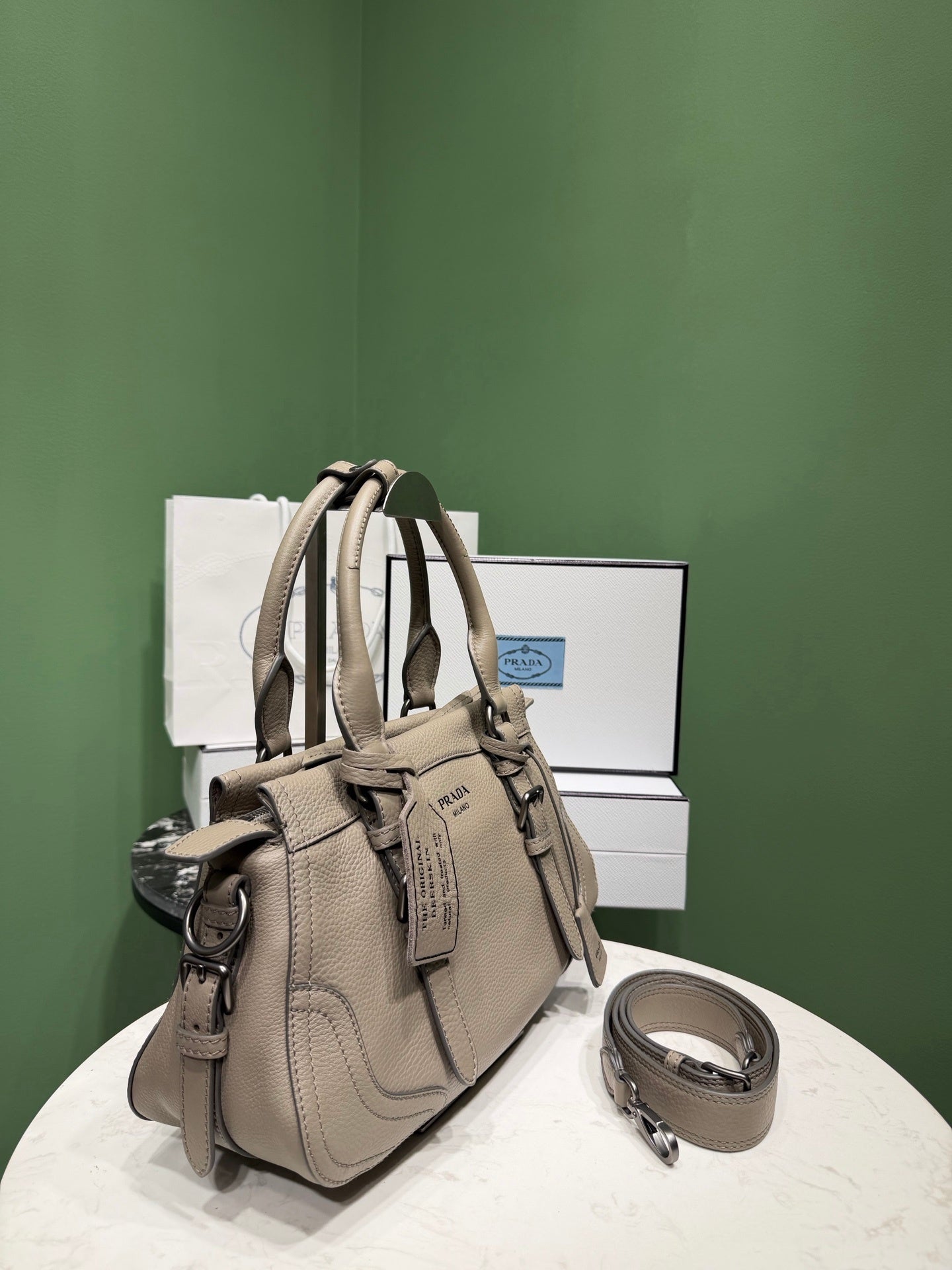 Prada large leather tote bag