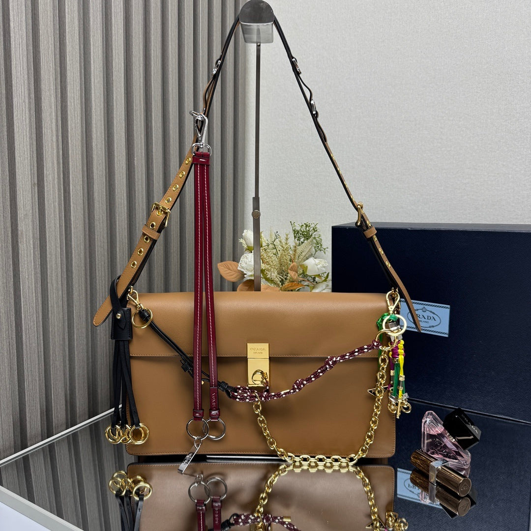 Prada Soft Sound large leather shoulder bag with charms