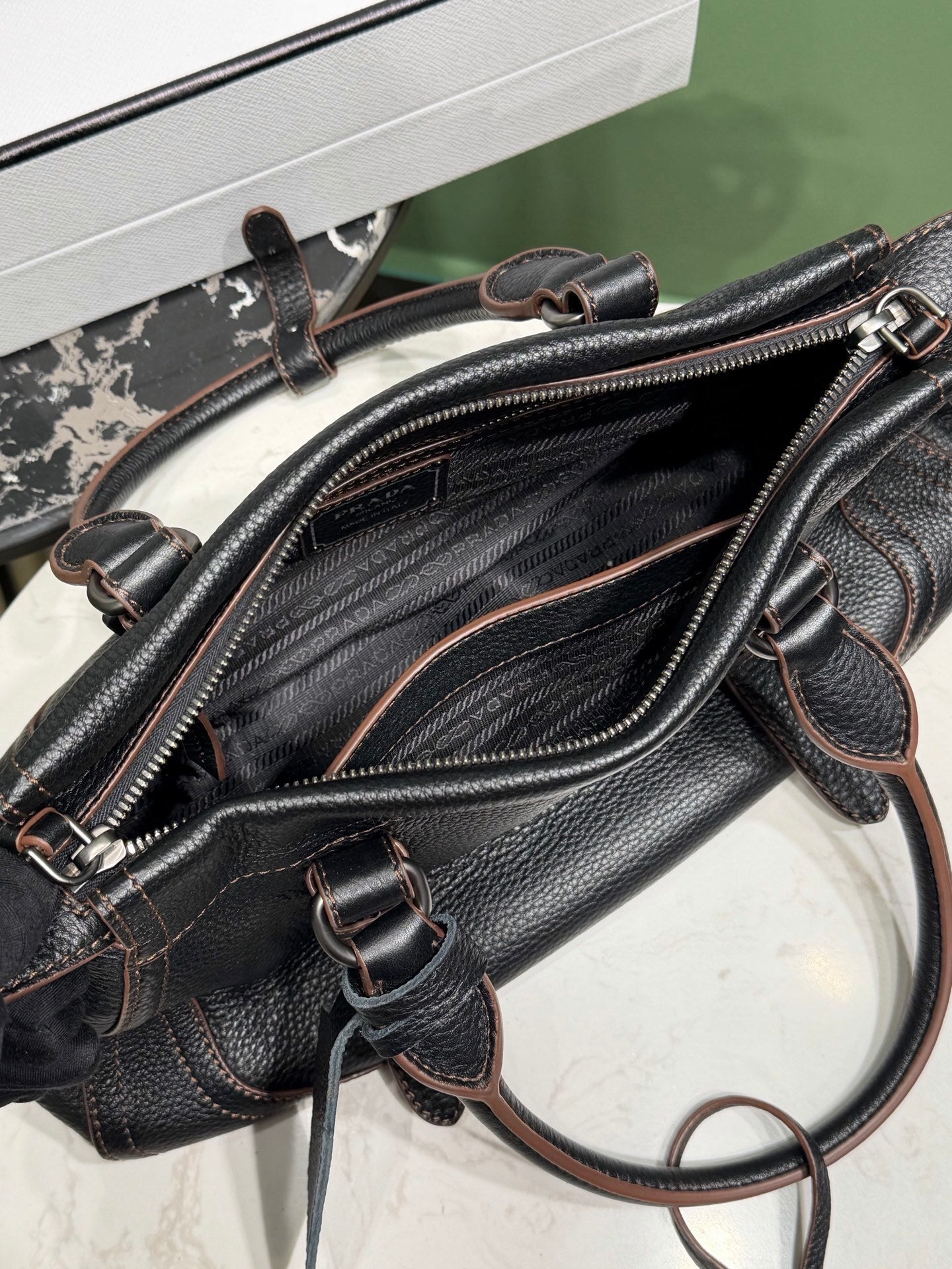 Prada large leather tote bag