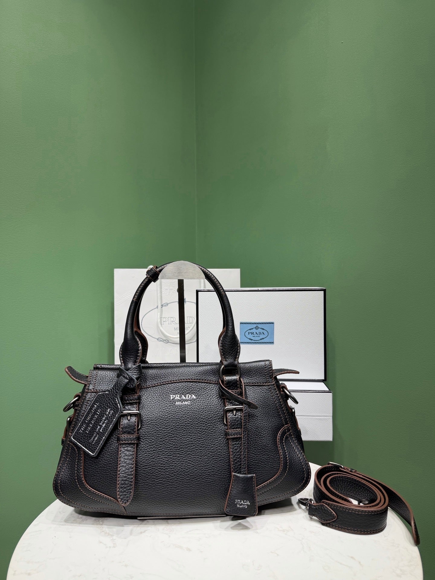 Prada large leather tote bag