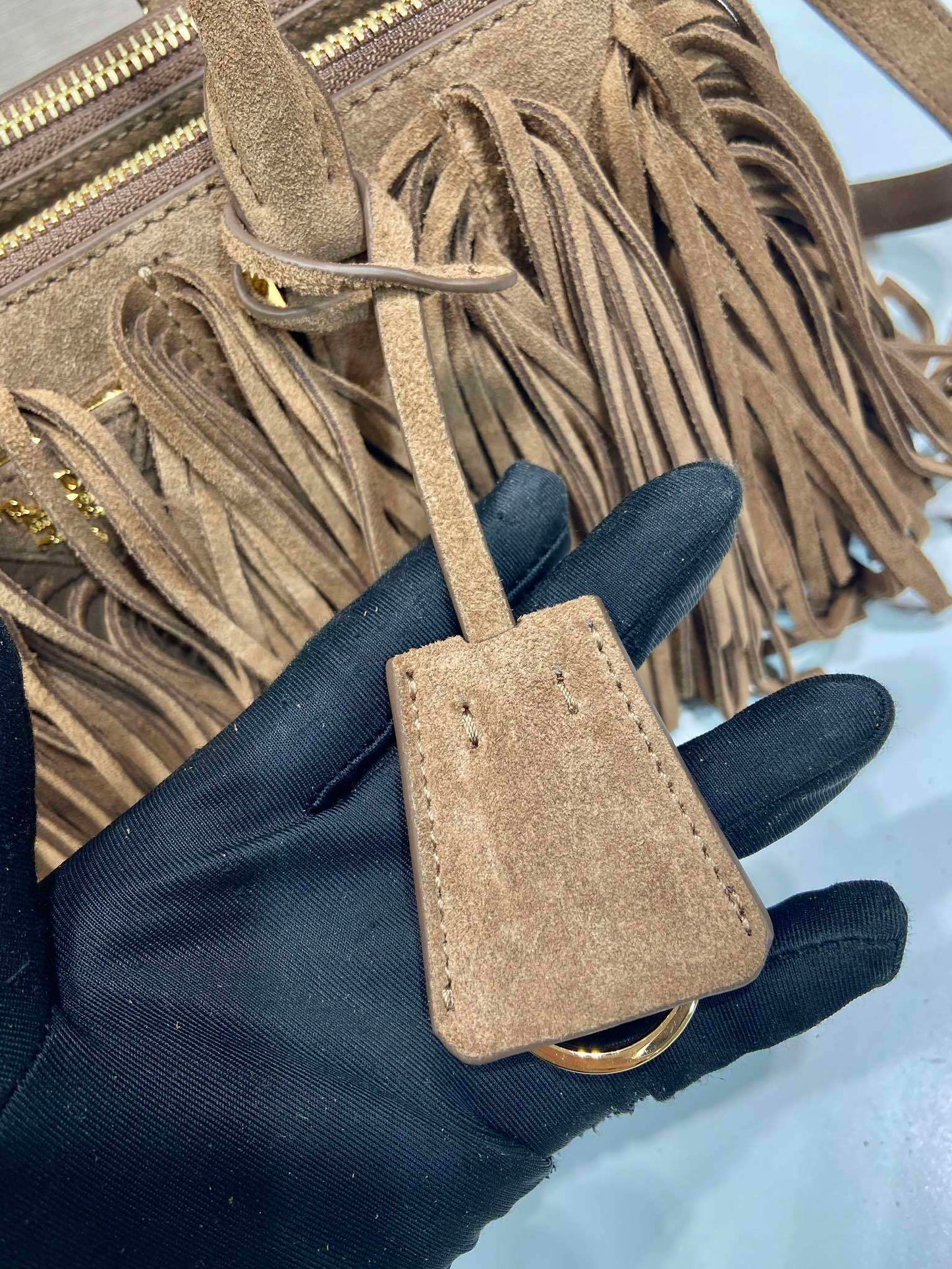 Prada Galleria medium suede bag with fringe