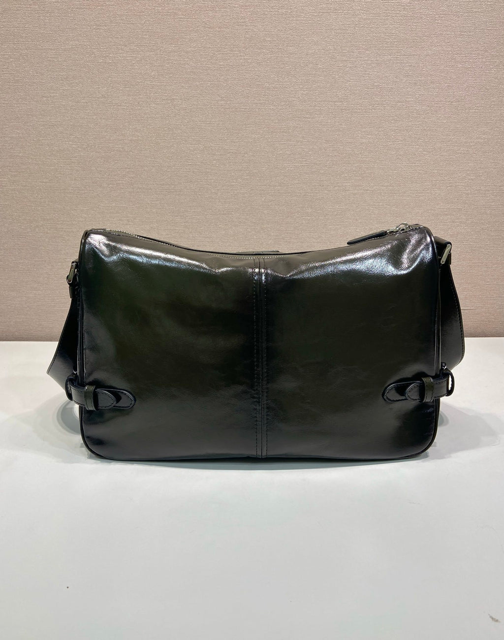 Prada Antiqued leather zipper shoulder bag