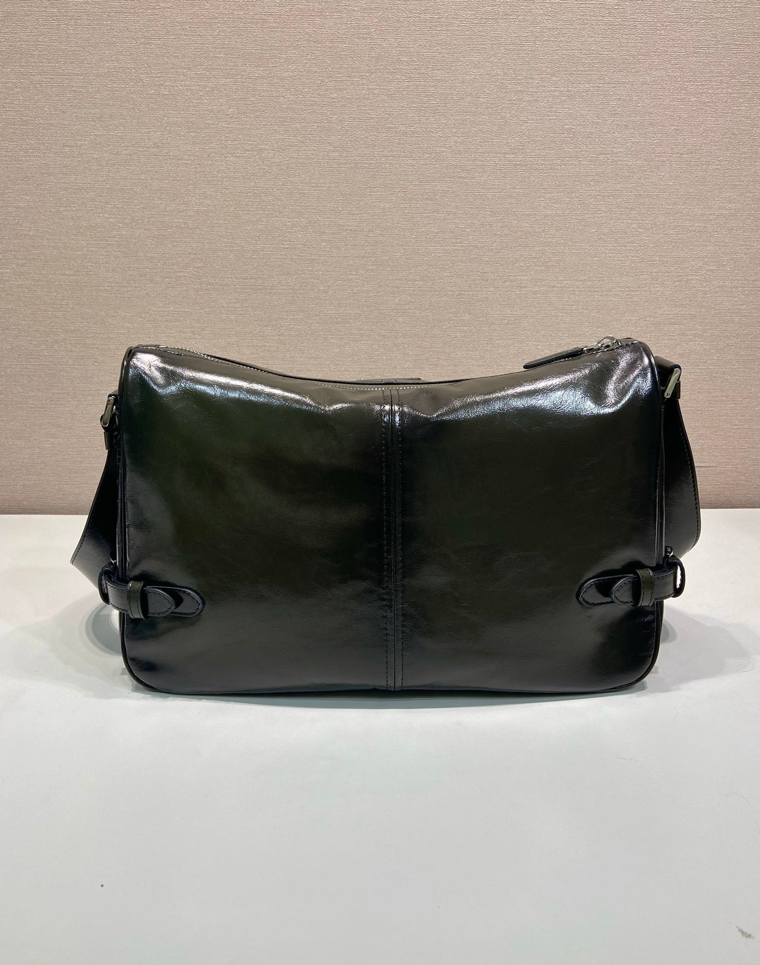 Prada Antiqued leather zipper shoulder bag