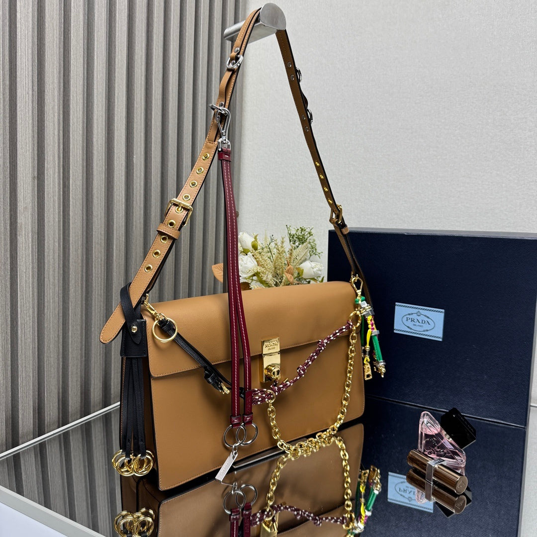 Prada Soft Sound large leather shoulder bag with charms