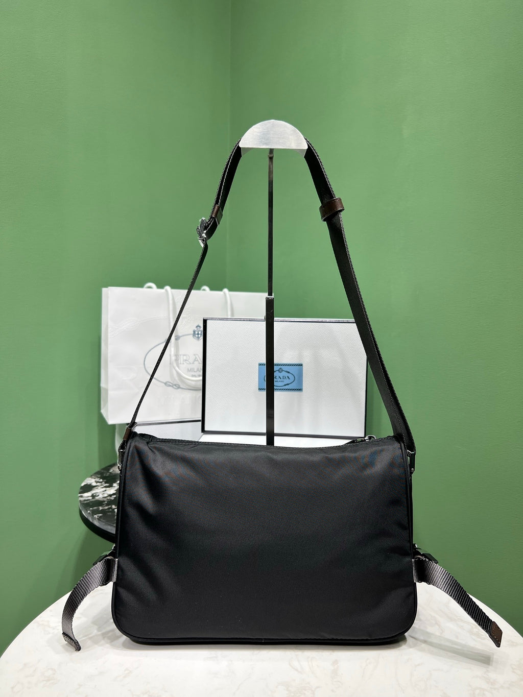 Prada Speedrock Re-Nylon and leather shoulder bag