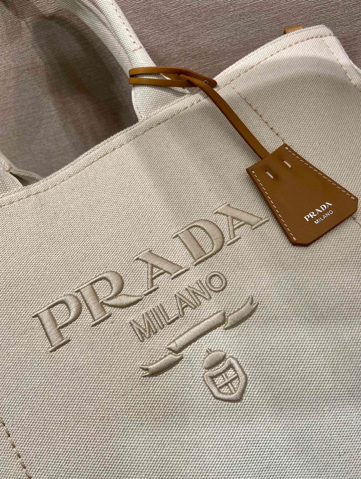 Prada Jardiniere extra-large linen blend tote bag