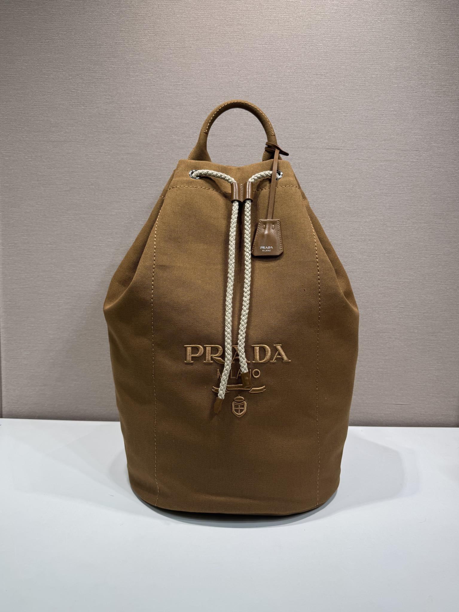 Prada canvas drawstring duffle bag