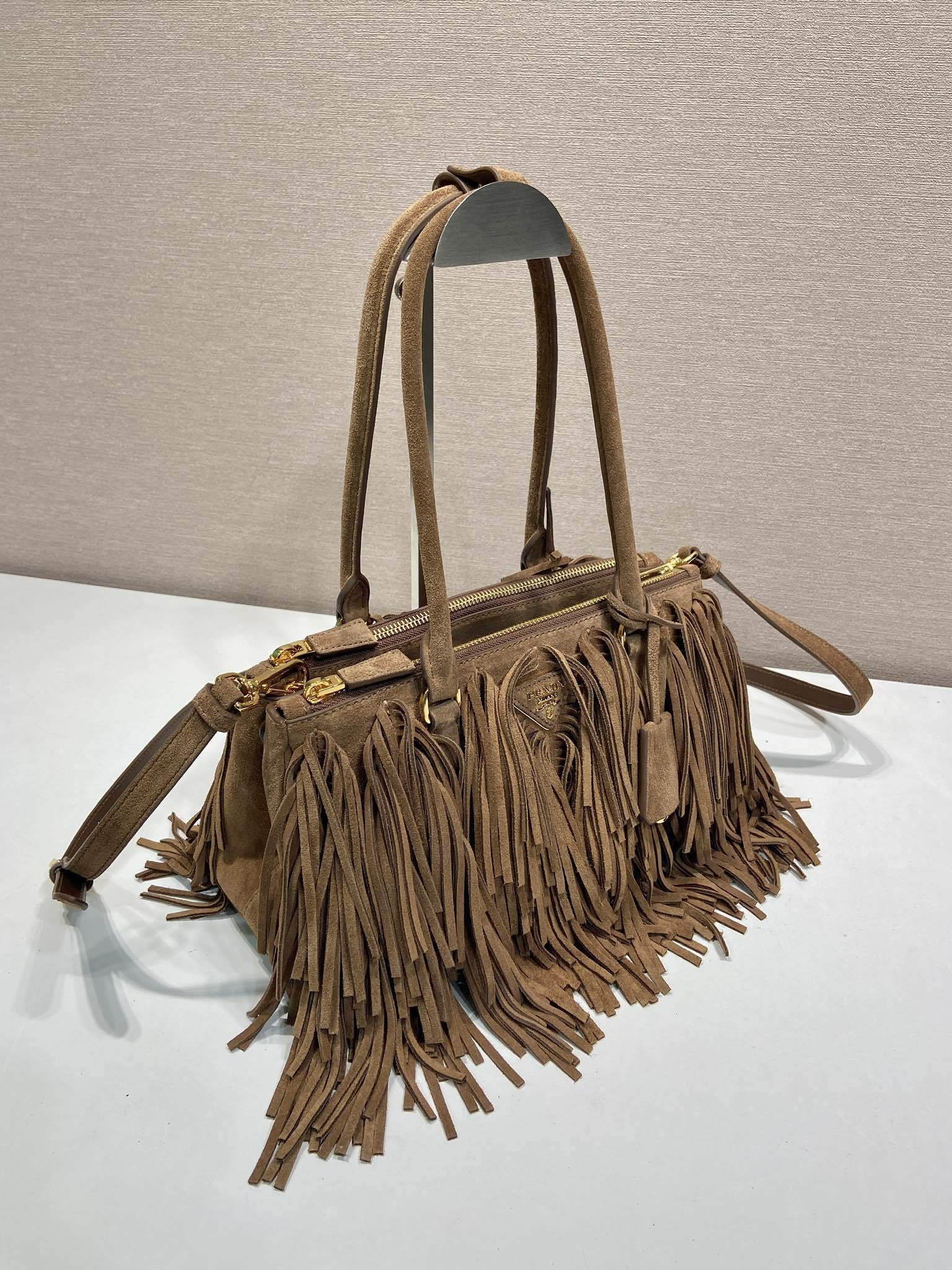 Prada Galleria medium suede bag with fringe