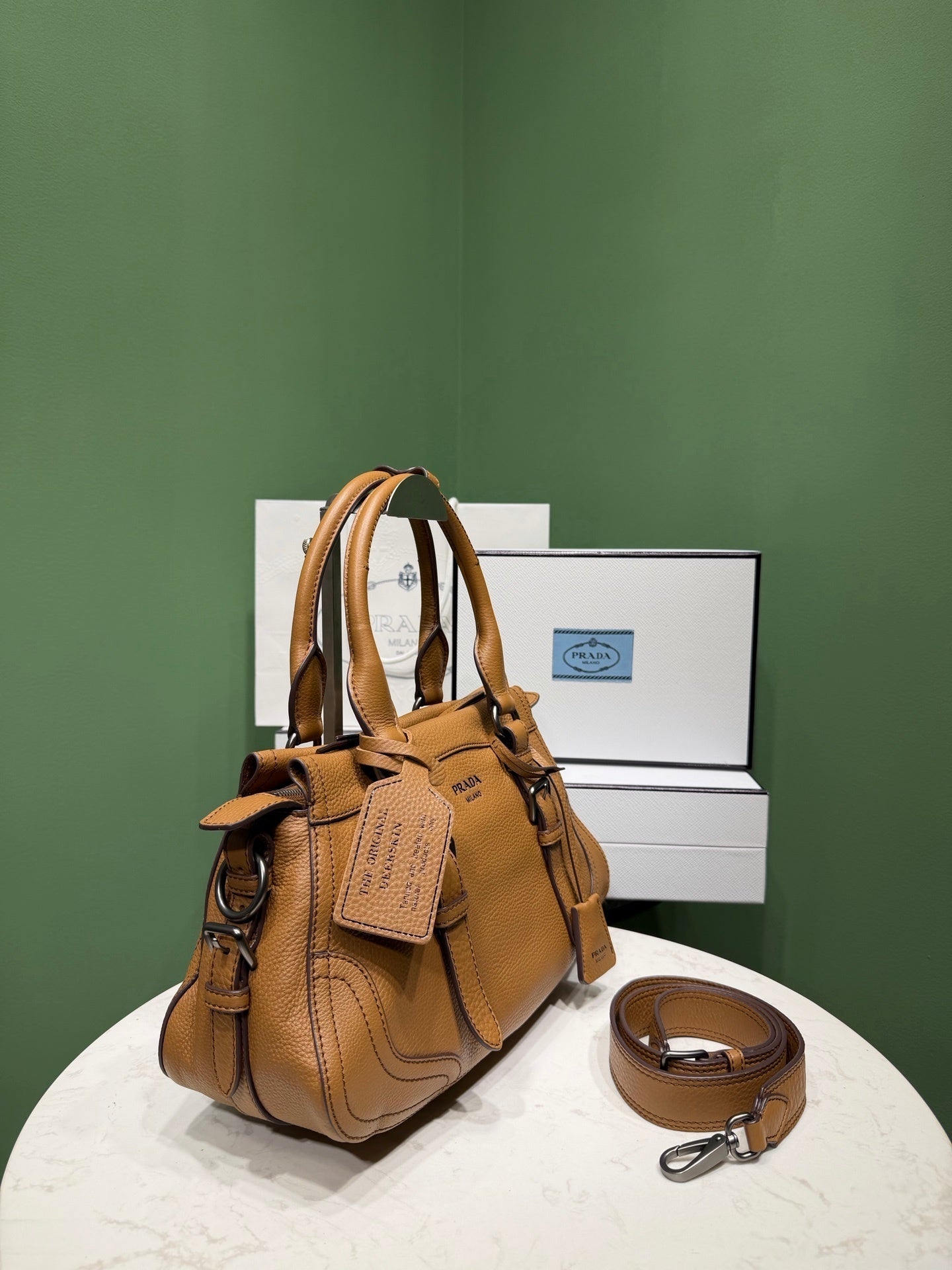 Prada large leather tote bag