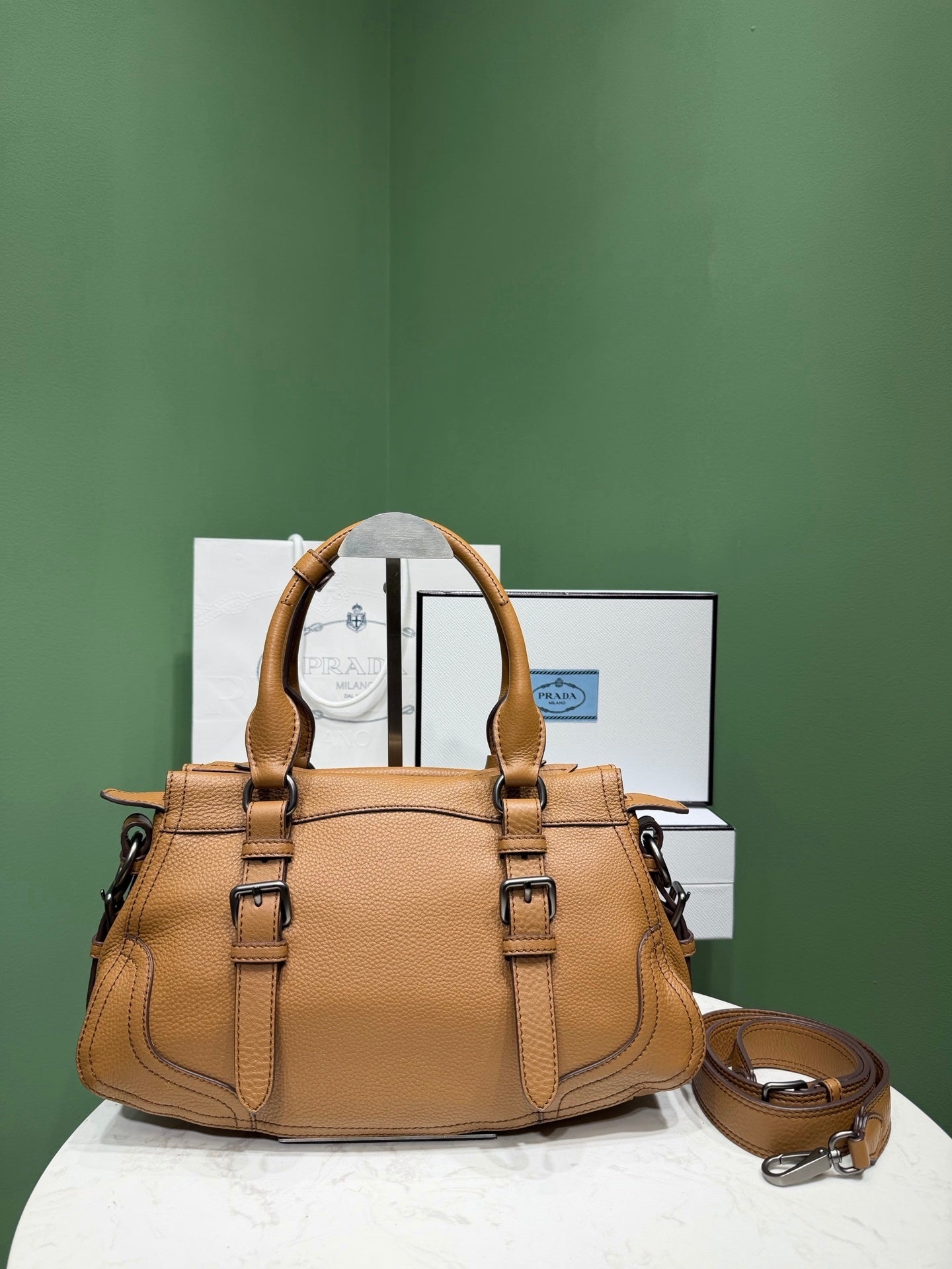 Prada large leather tote bag