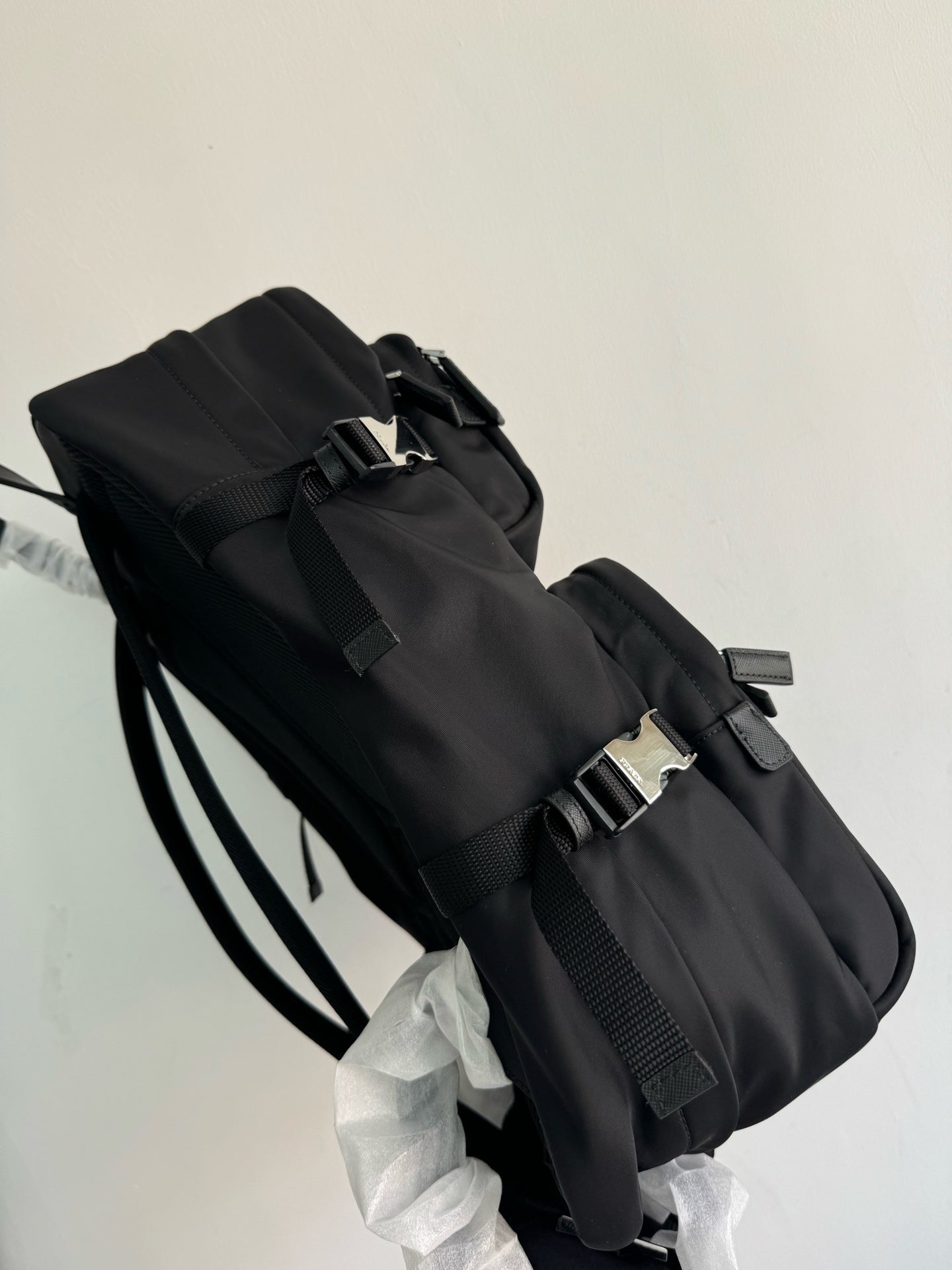 Re-Nylon and Saffiano leather backpack