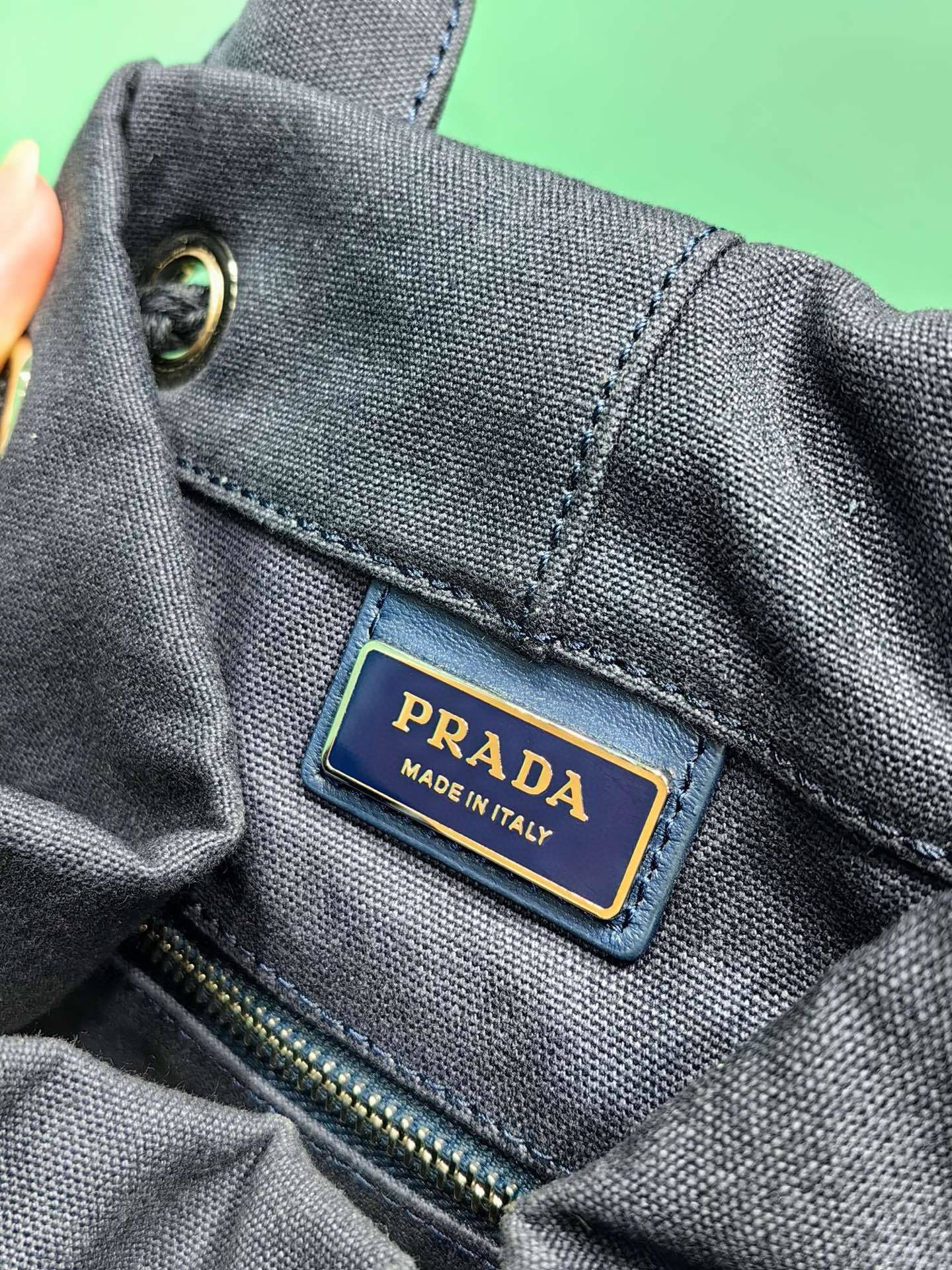 Prada canvas drawstring duffle bag