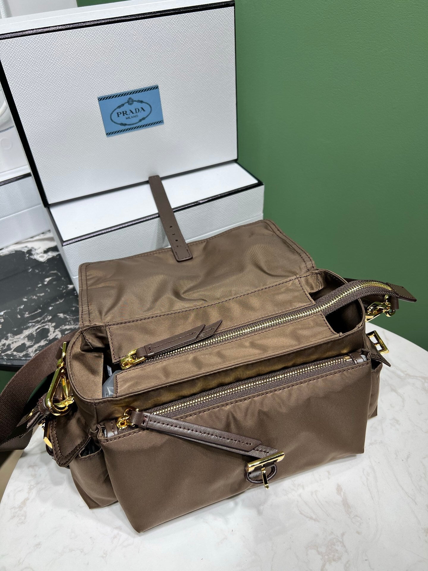 Prada Explore medium Re-Nylon shoulder bag with flap