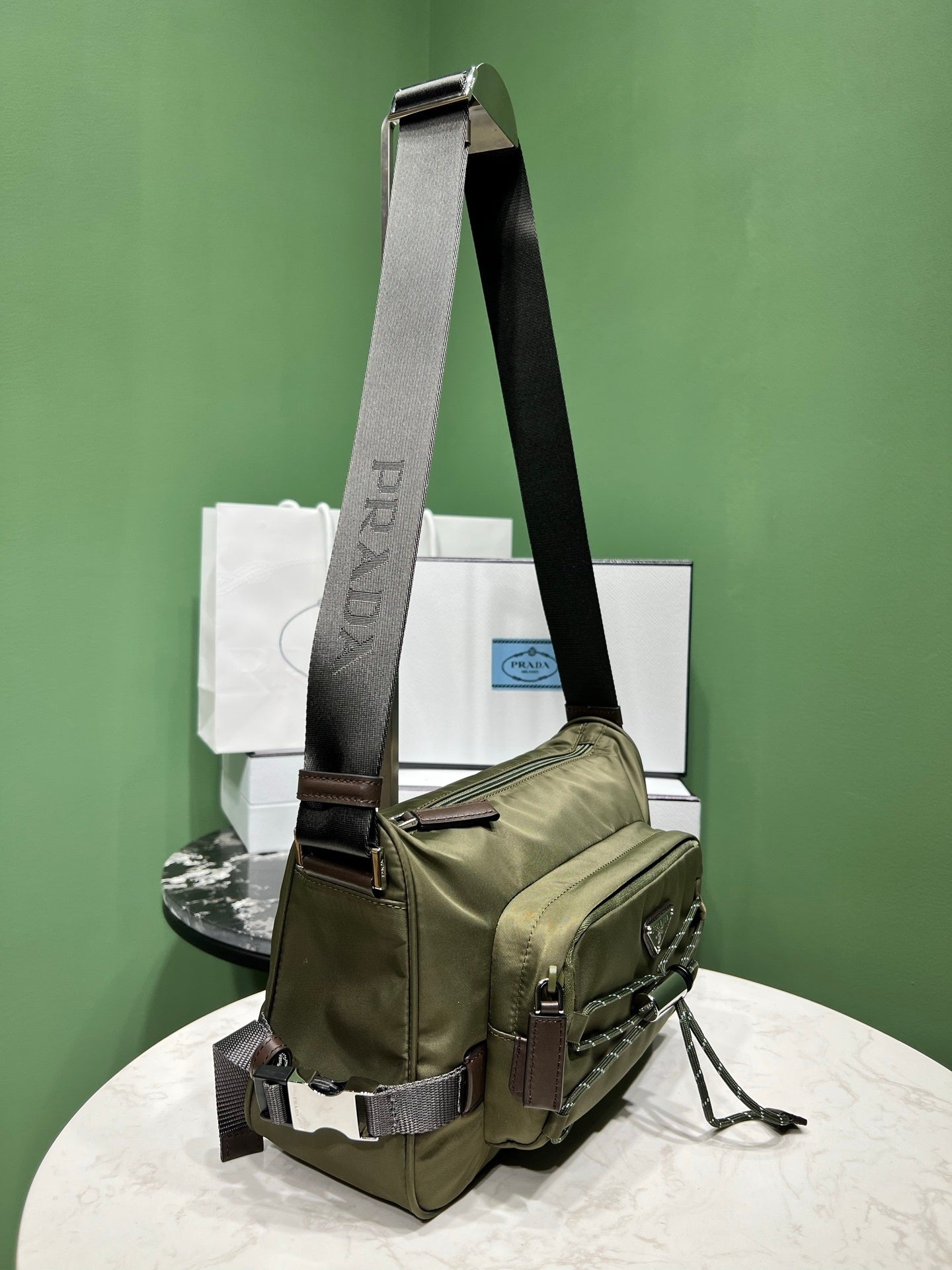 Prada Speedrock Re-Nylon and leather shoulder bag