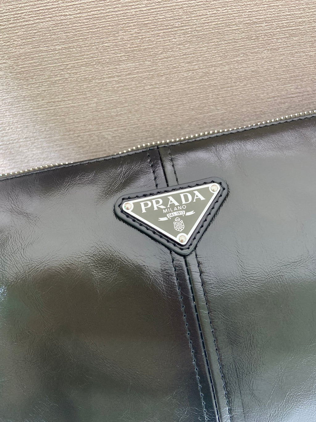 Prada Antiqued leather zipper shoulder bag