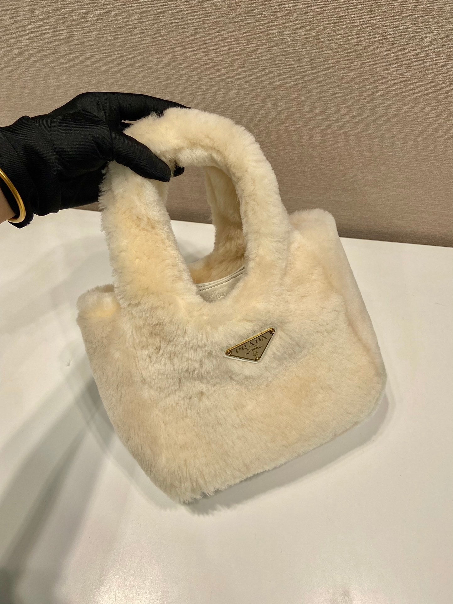 Prada shearling mini handbag