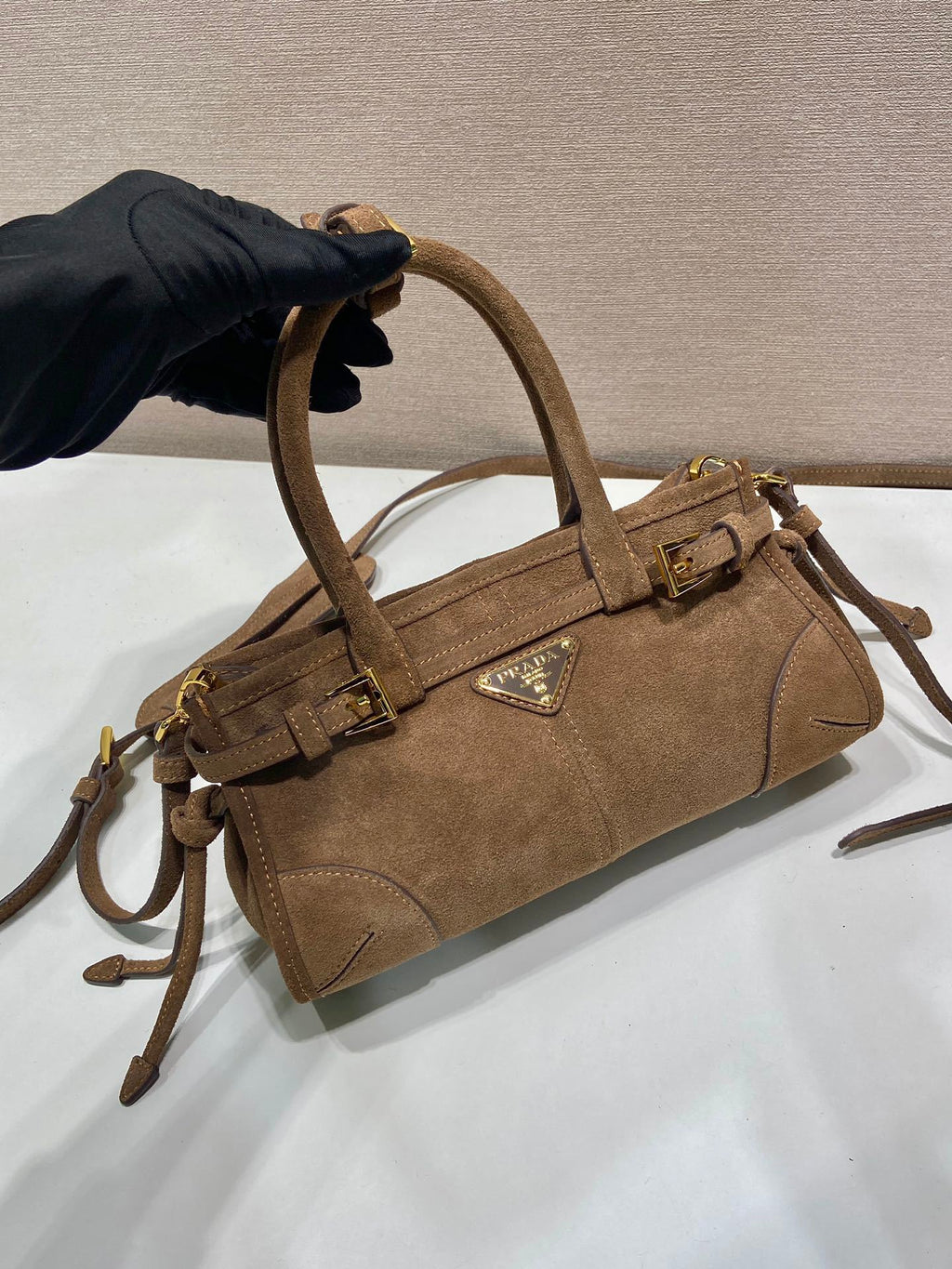 Prada Bonnie suede mini handbag