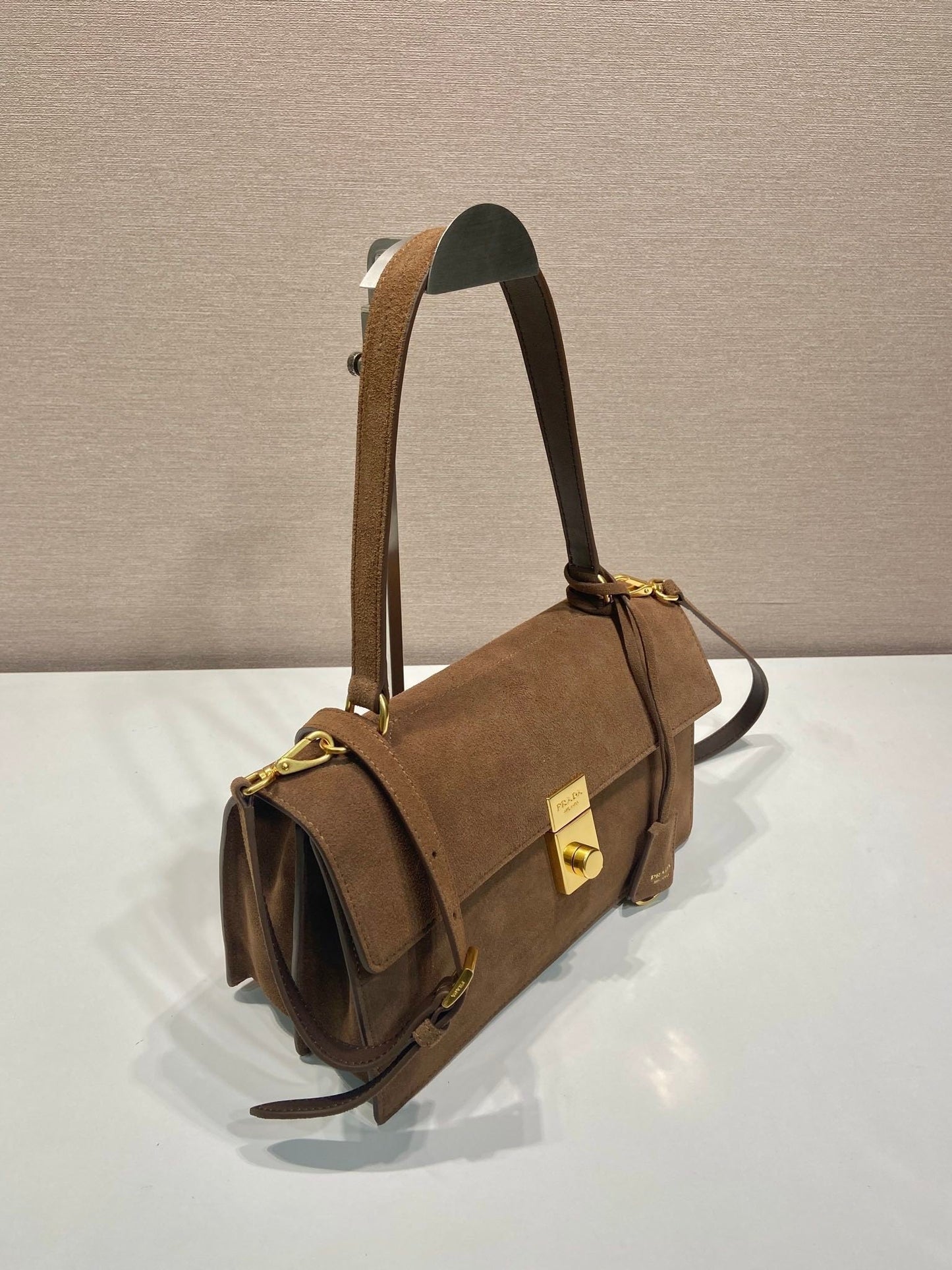 Prada Soft Sound medium suede shoulder bag