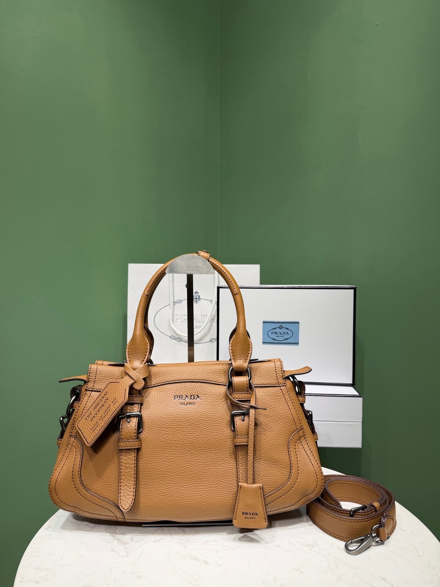 Prada large leather tote bag