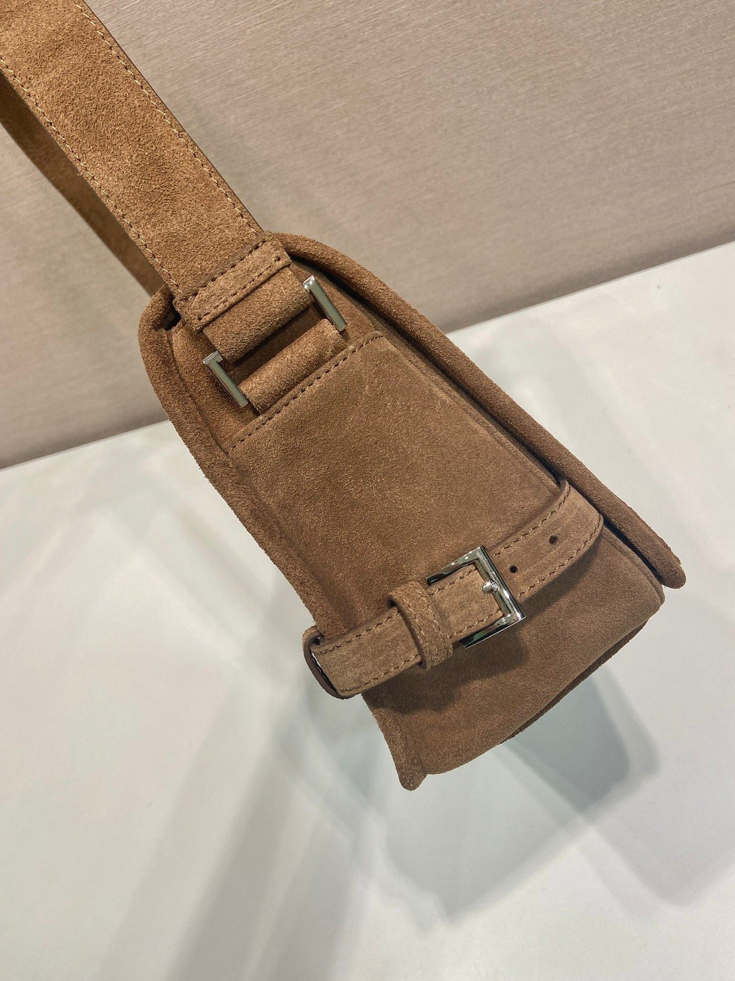 Prada suede shoulder bag