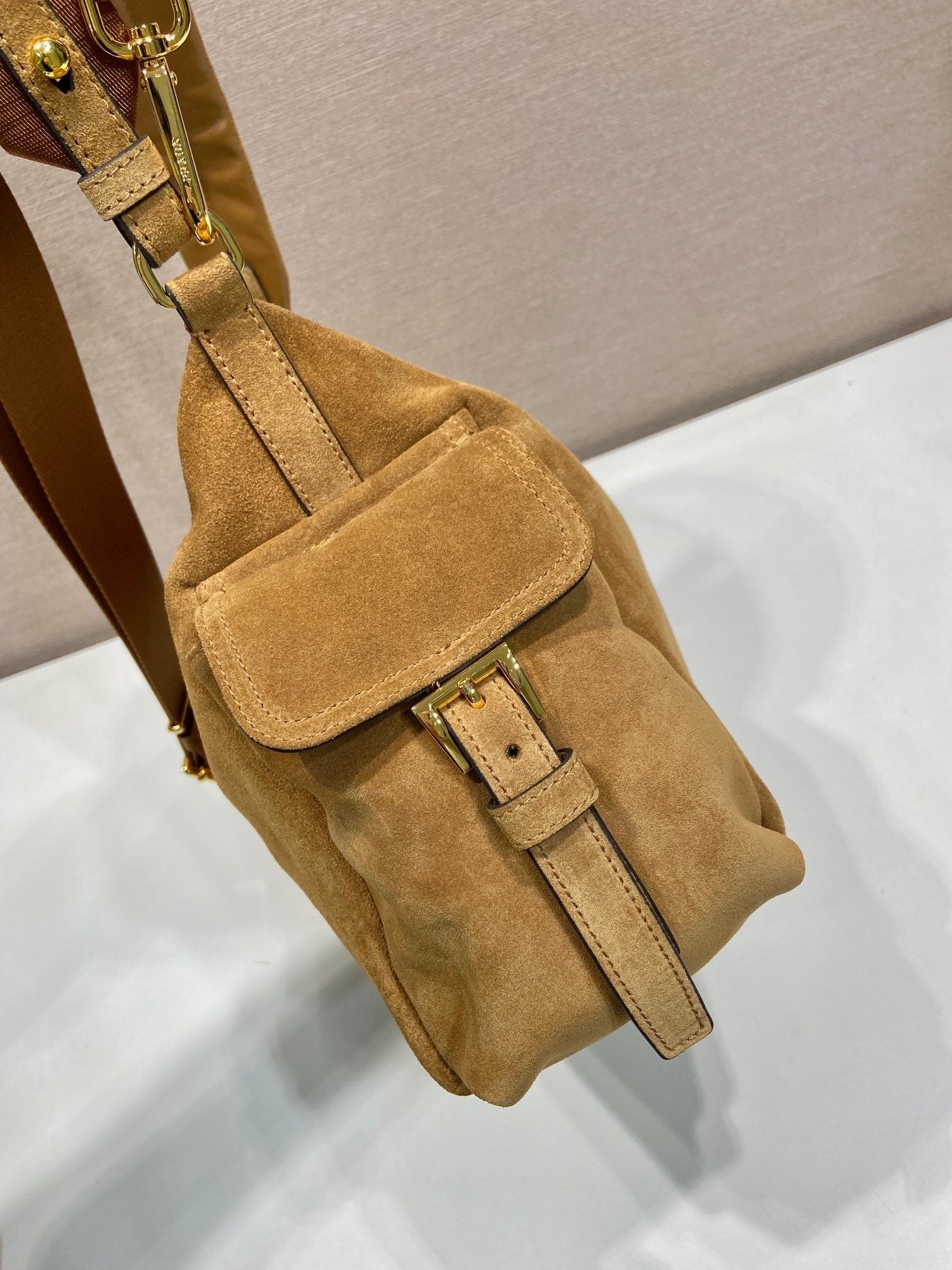 Prada Explore large suede bag