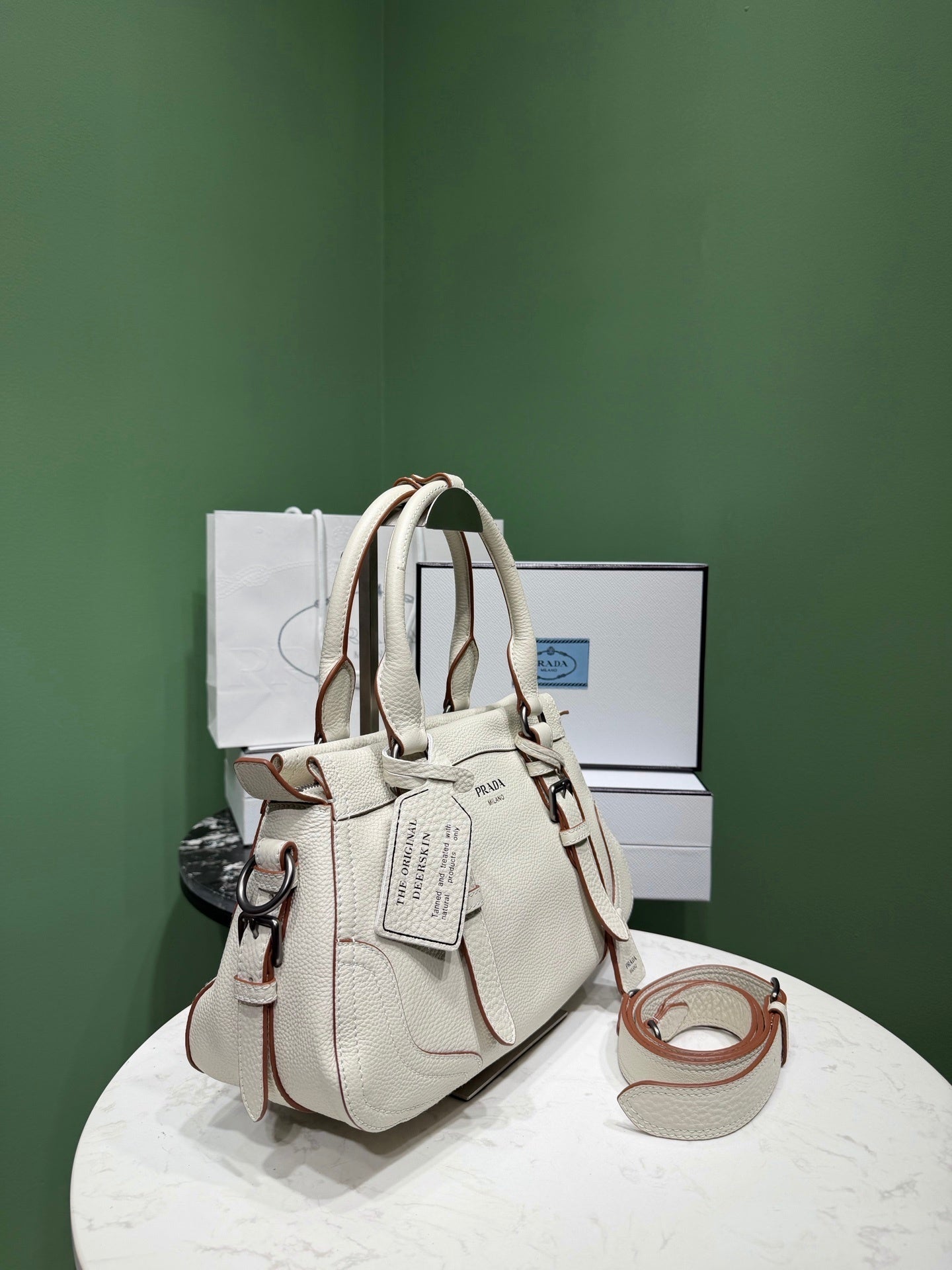 Prada large leather tote bag