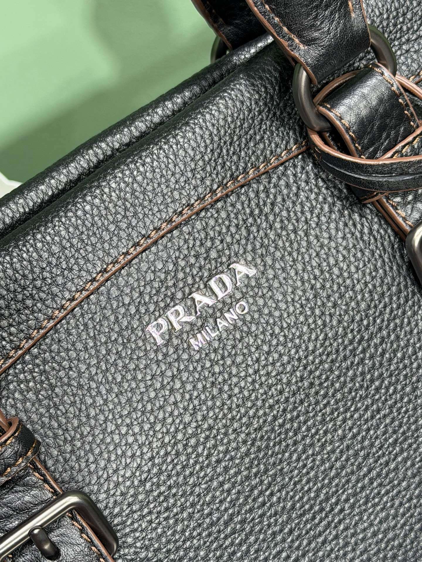 Prada large leather tote bag