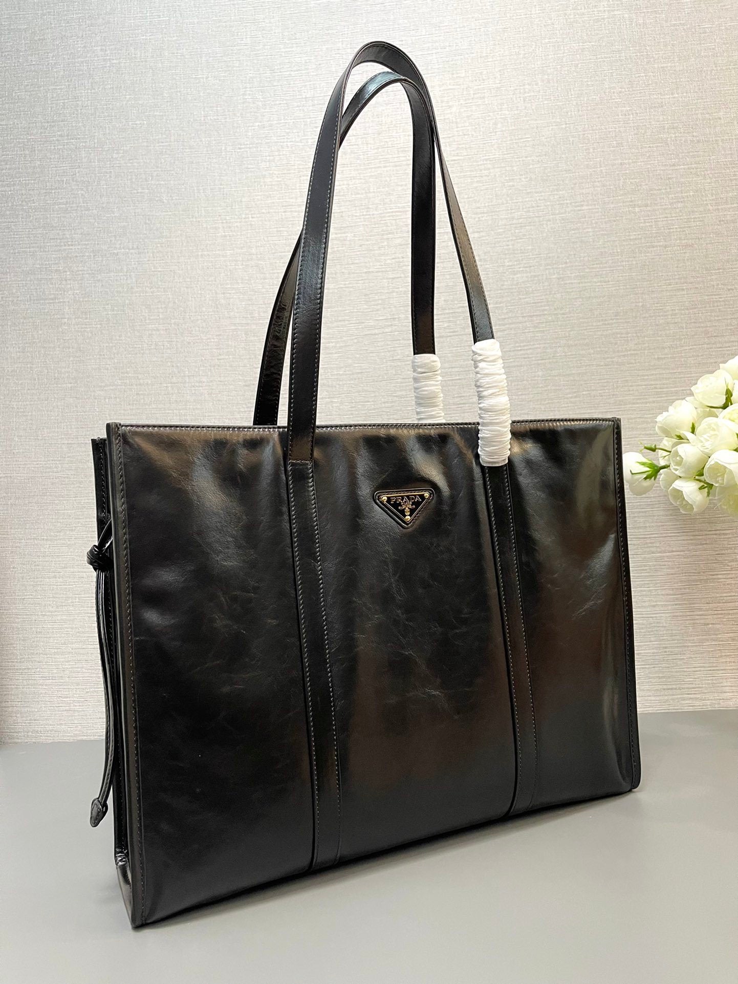 Prada large leather tote bag