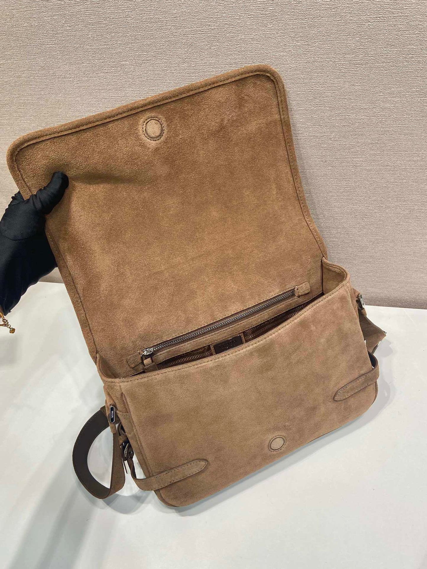 Prada suede shoulder bag