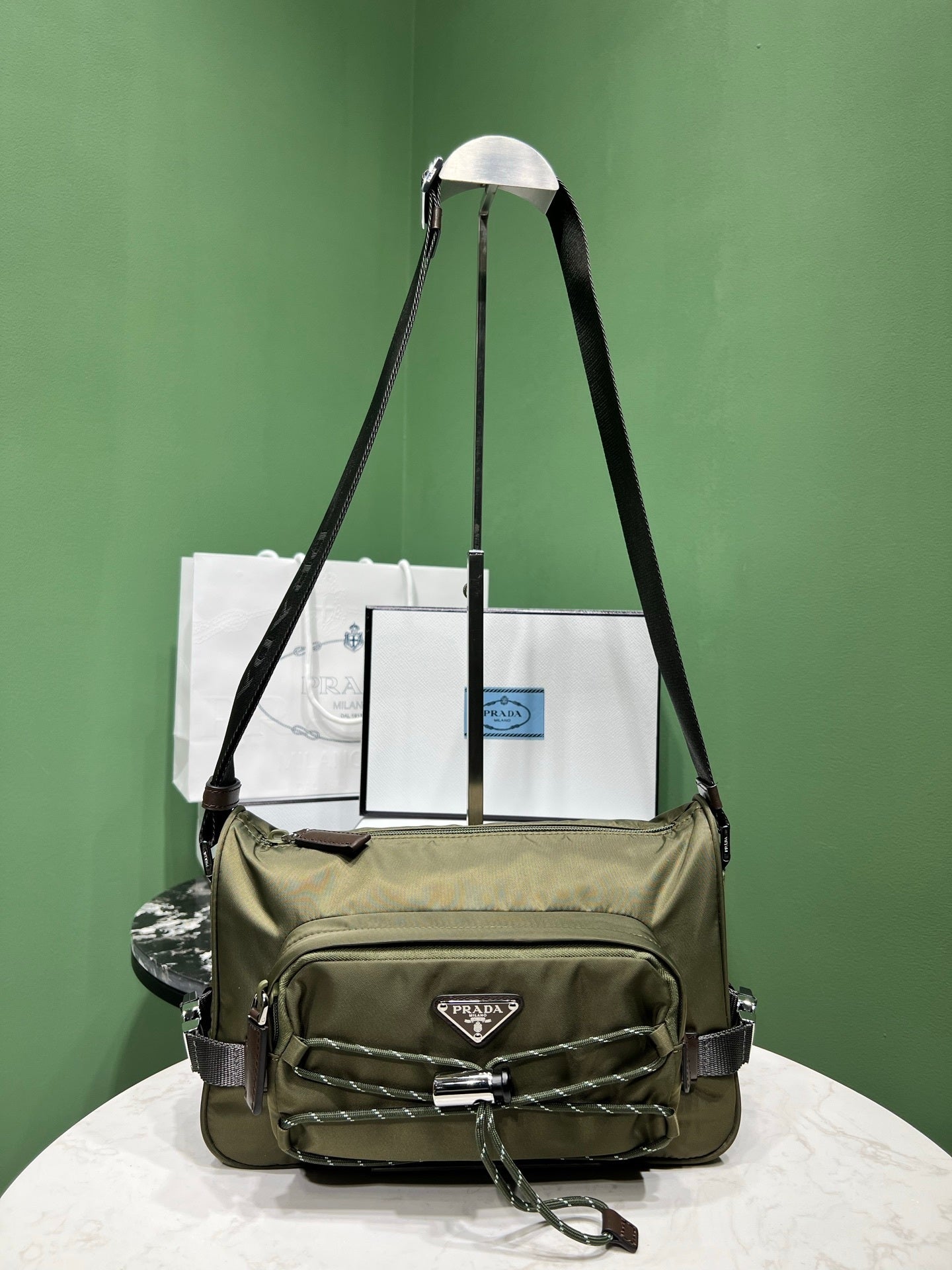 Prada Speedrock Re-Nylon and leather shoulder bag