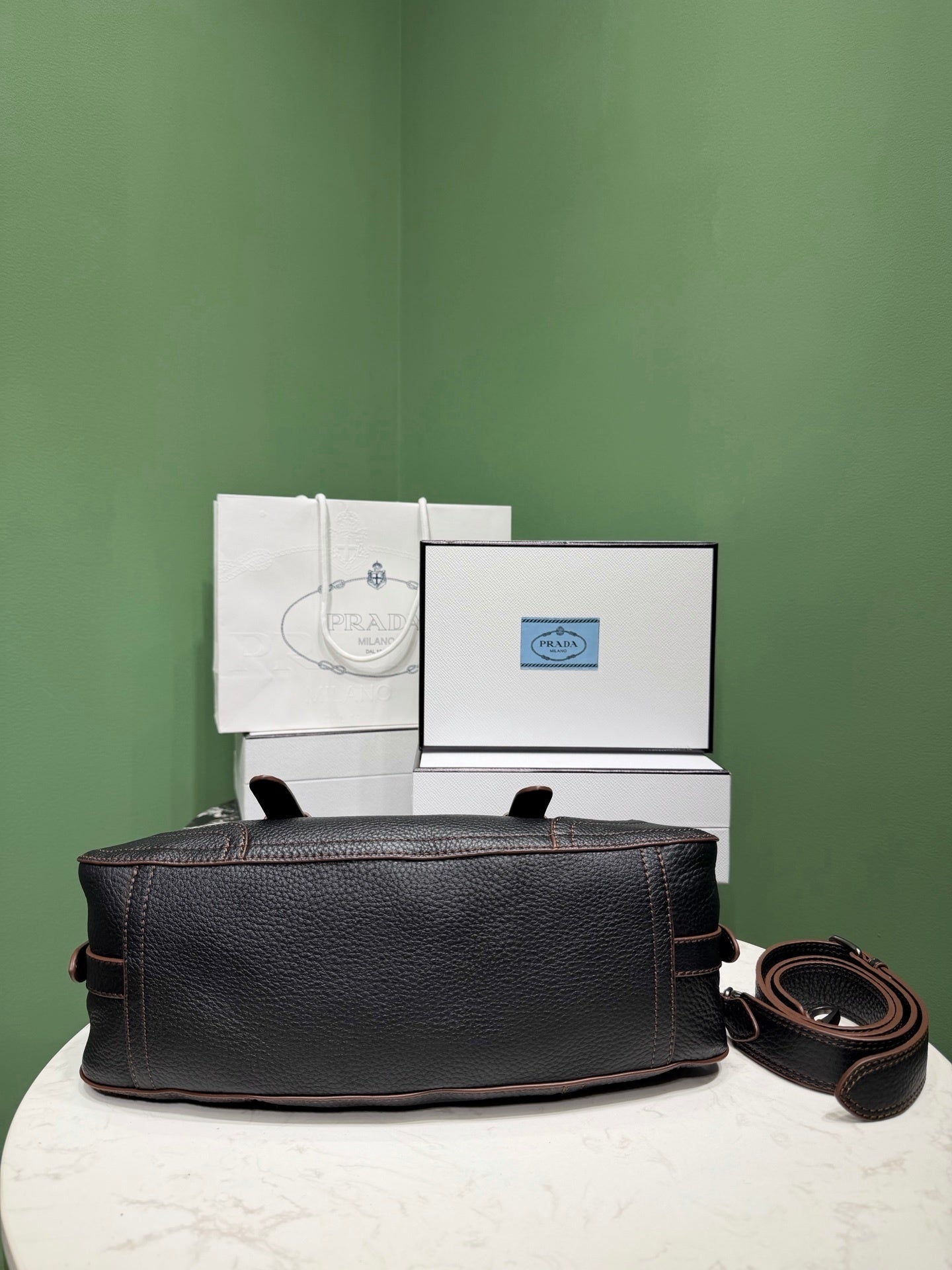 Prada large leather tote bag