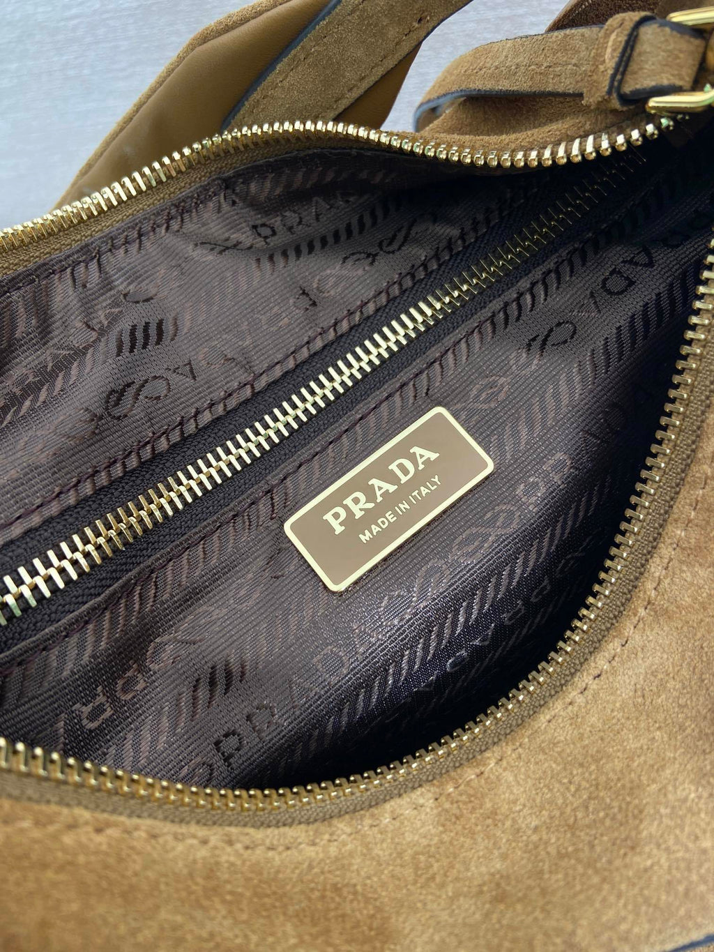 Prada Explore large suede bag