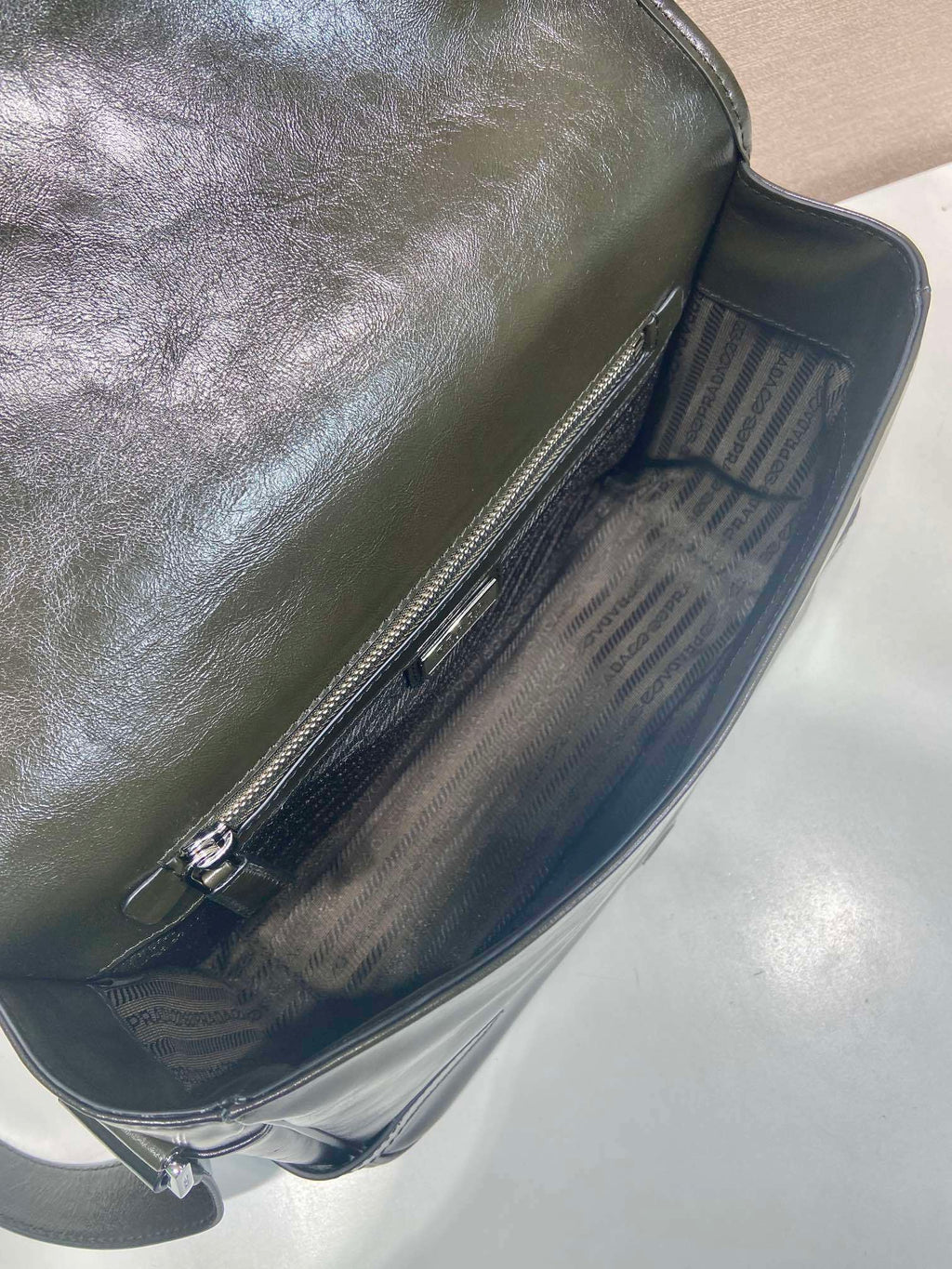 Prada Antiqued leather shoulder bag