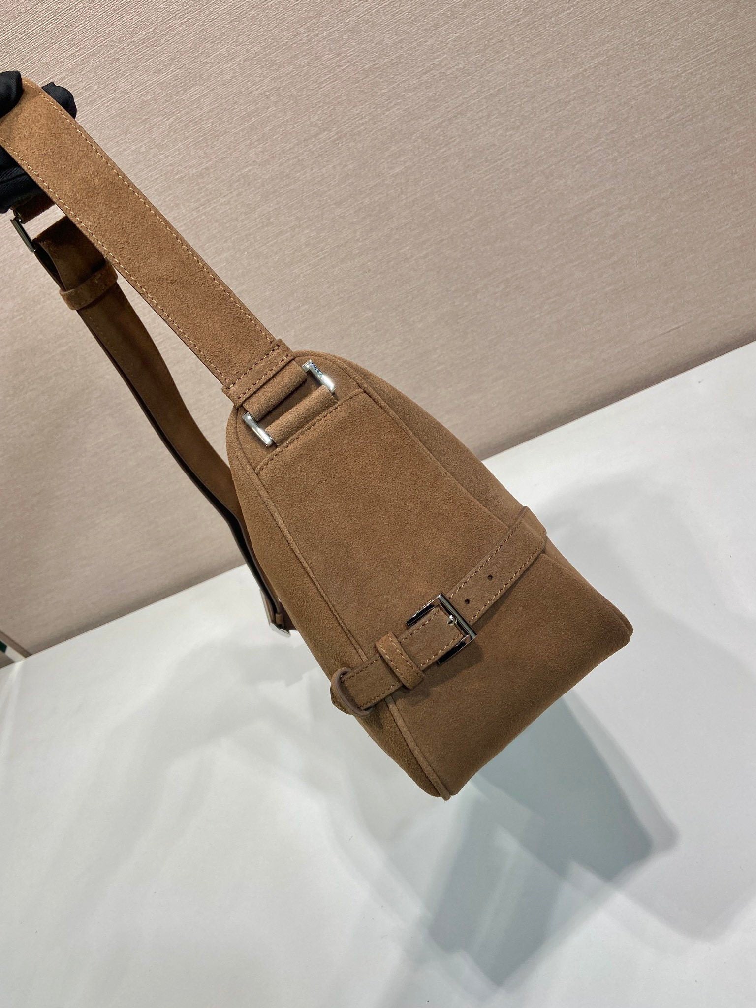 Prada suede shoulder bag