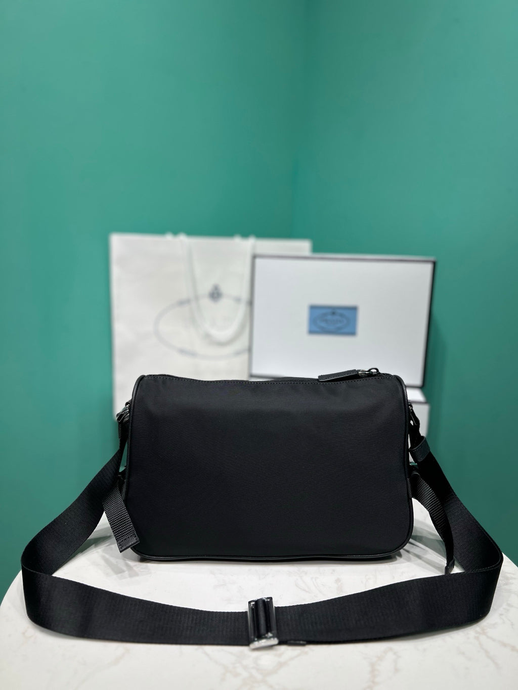 Prada medium Re-Nylon and Saffiano leather shoulder bag