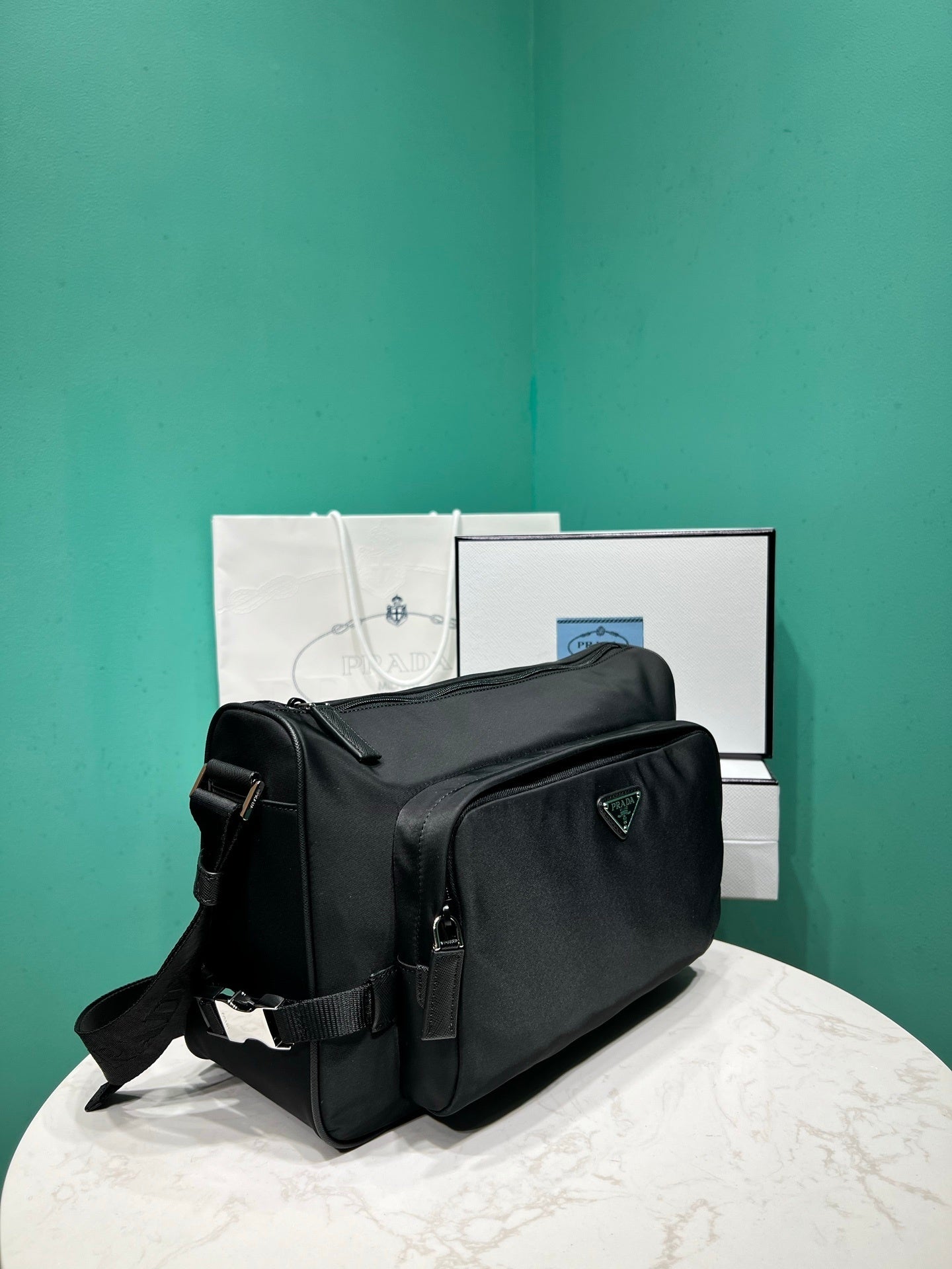 Prada large Re-Nylon and Saffiano leather shoulder bag