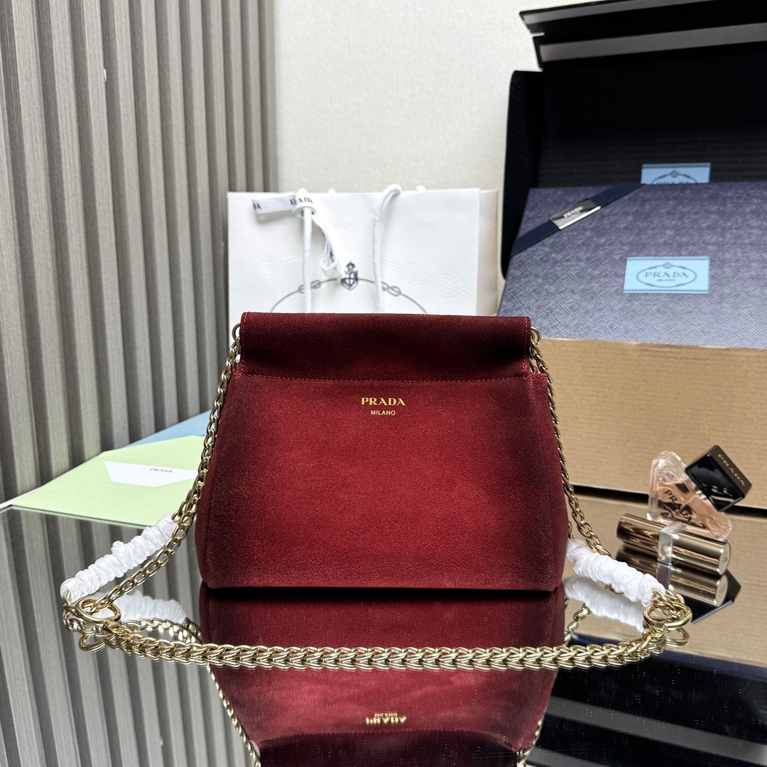 Prada Enchaine mini suede bag