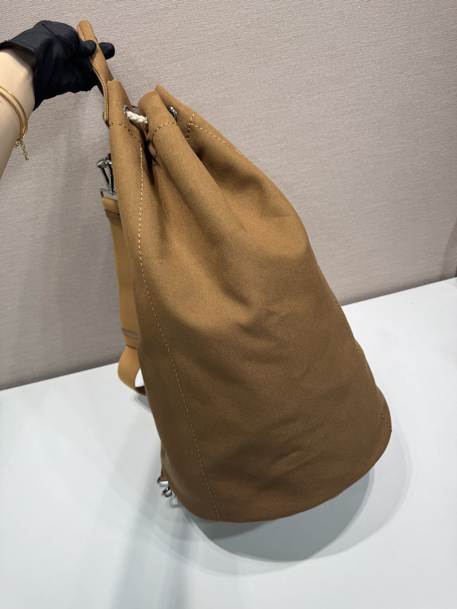 Prada canvas drawstring duffle bag