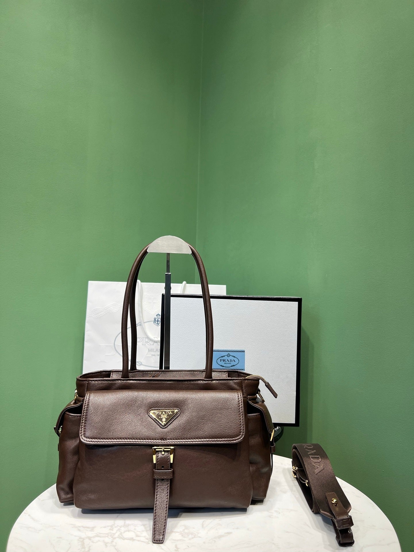 Prada Explore medium nappa leather tote bag