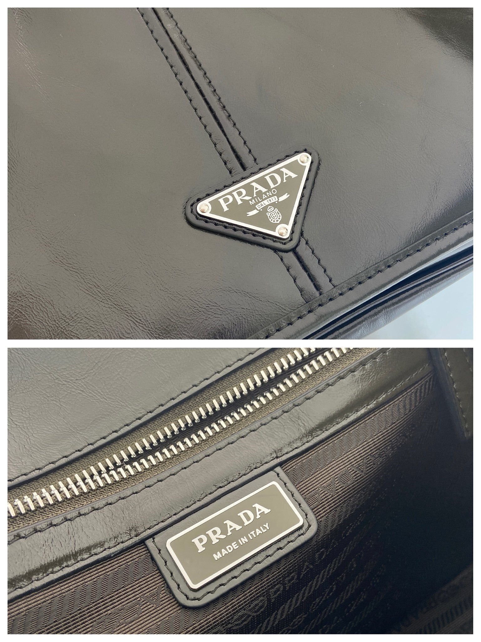 Prada Antiqued leather shoulder bag