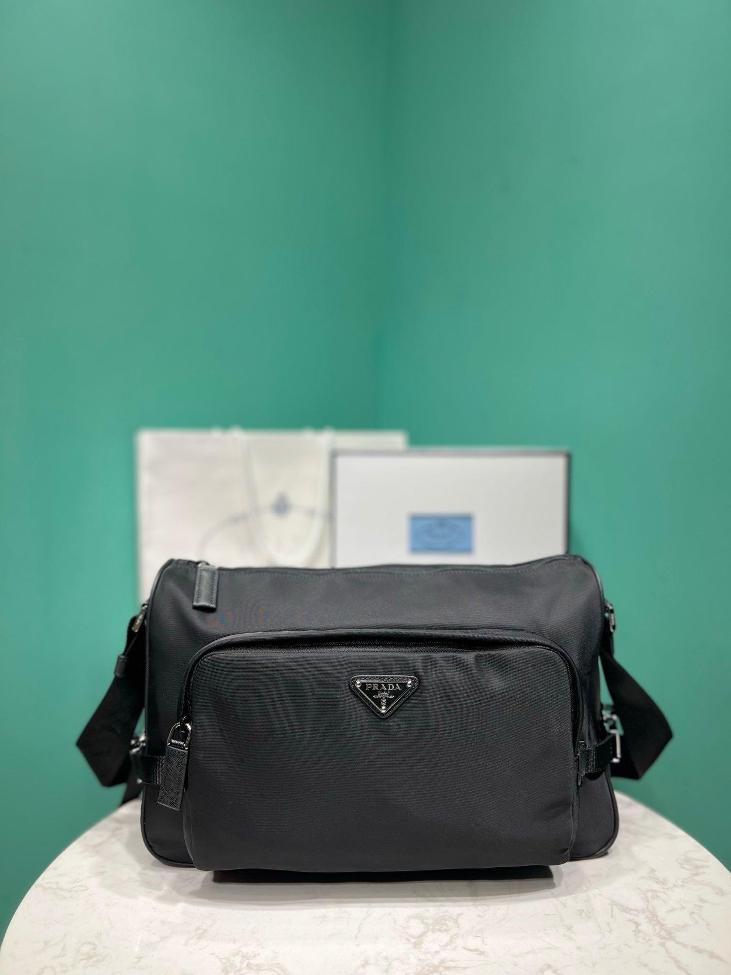 Prada large Re-Nylon and Saffiano leather shoulder bag