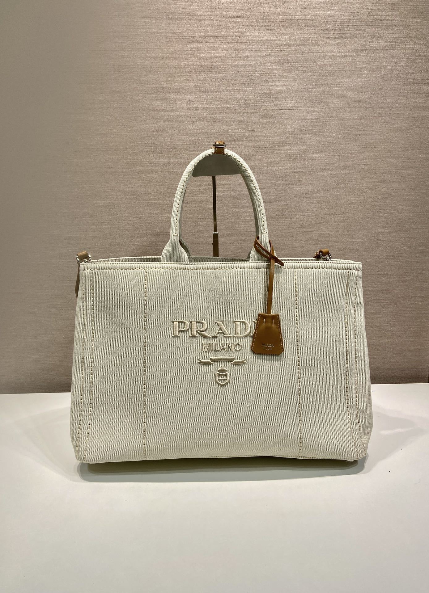 Prada Jardiniere extra-large linen blend tote bag