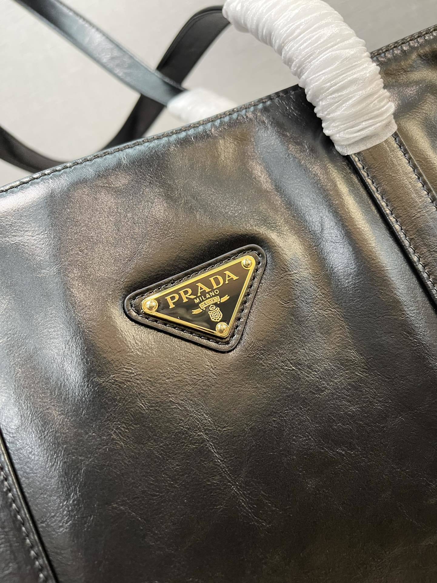 Prada large leather tote bag