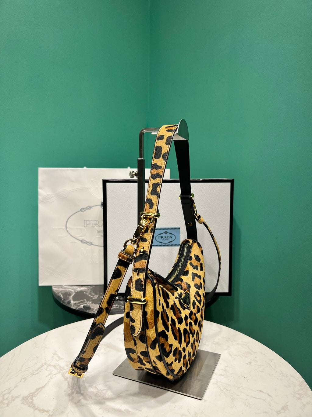 Prada Arque printed leather mini shoulder bag