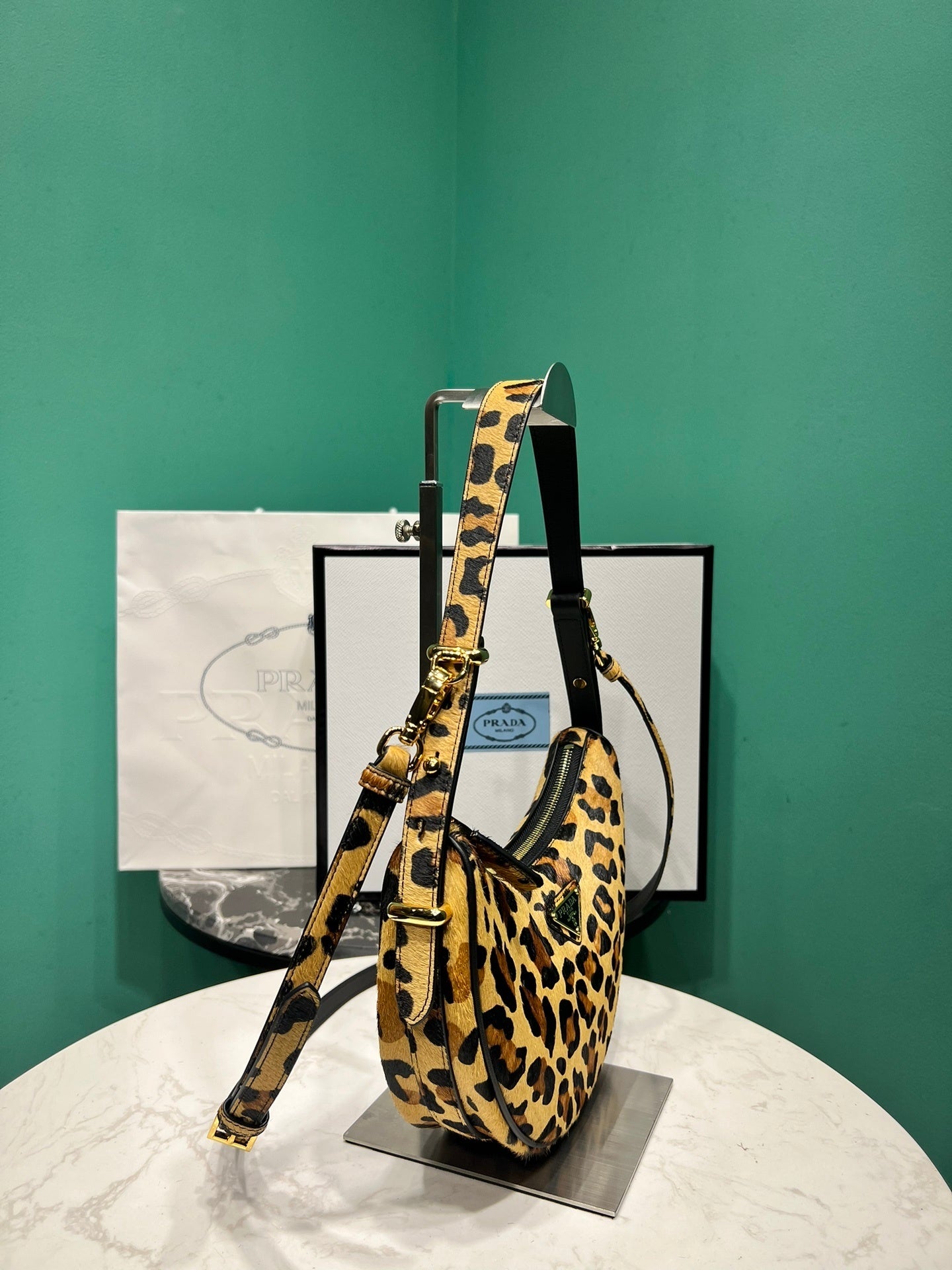 Prada Arque printed leather mini shoulder bag