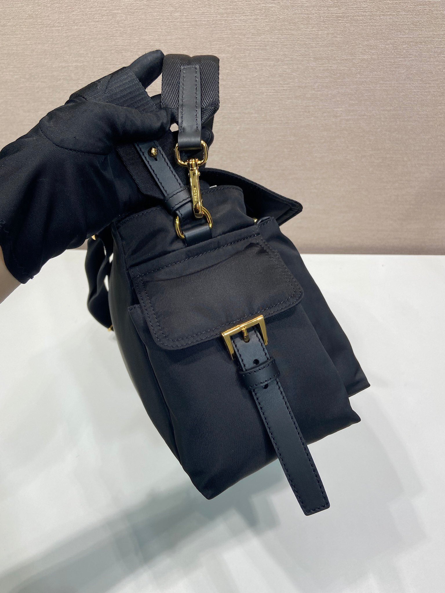 Prada Explore large Re-Nylon shoulder bag with flap